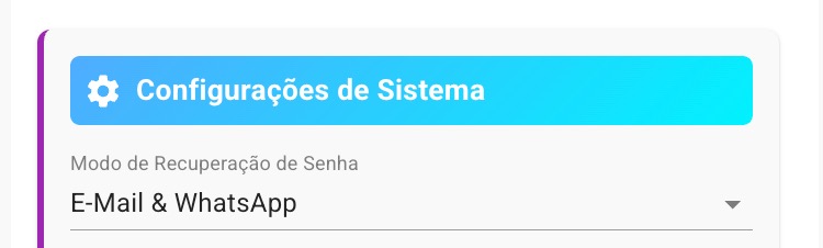 Configurações para definir Modo de Recuperação de Senha na empresa